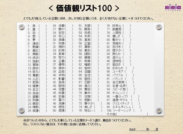 価値観リスト100